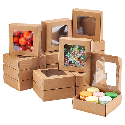 Kraft Paper Gift Box with Visible Window CON-WH0088-74B-1