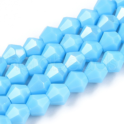 Opaque Solid Color Electroplate Glass Beads Strands EGLA-A039-P6mm-A12-1
