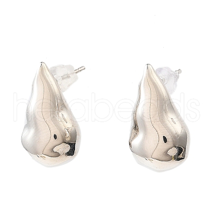 Teardrop Brass Stud Earrings EJEW-L270-24P-1