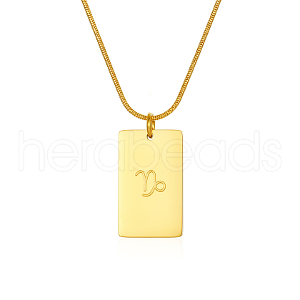 Stylish Stainless Steel 12 Zodiac Rectangle Pendant Necklaces for women GA2858-5-1