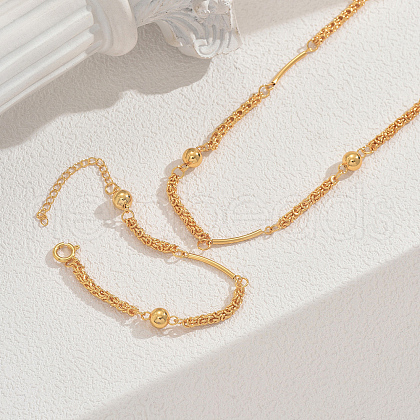 Brass Round Beaded Chain Necklaces & Bracelets Sets for Women's Parties CT1854-1