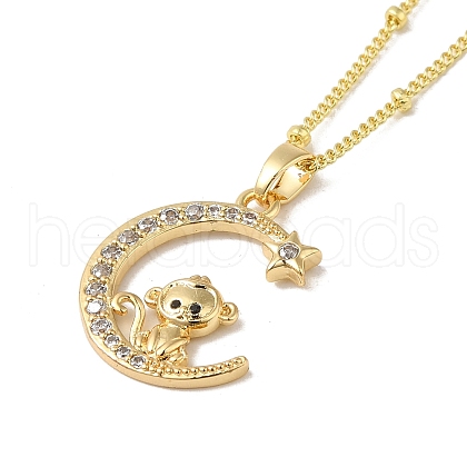 Brass Micro Pave Clear Cubic Zirconia Pendants Necklaces NJEW-K269-05G-01-1