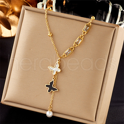 304 Stainless Steel Cubic Zirconia Pendant Necklaces FS-WG8DFC4-01-1