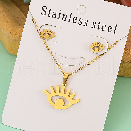 Stainless Steel Pendant Necklace & Stud Earring FS-WGABA87-08-1