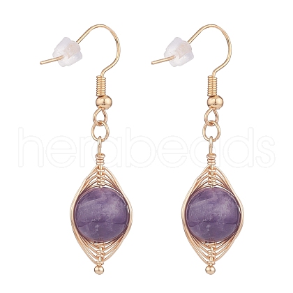 Natural Amethyst Braided Dangle Earring EJEW-JE04845-01-1