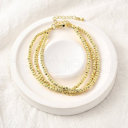 Brass Round Bead Multi-strand Bracelets for Women BJEW-D317-07G-1