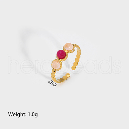 Round Natural Rose Quartz Ring LI0310-1-1