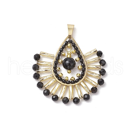 Glass Seed Beaded Teardrop Pendants PALLOY-MZ00558-1
