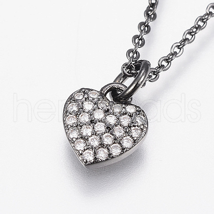 Brass Cubic Zirconia Pendant Necklaces NJEW-H479-04B-1