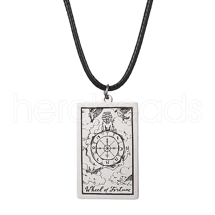 Tarot Card 201 Stainless Steel Pendant Necklaces NJEW-JN04496-05-1