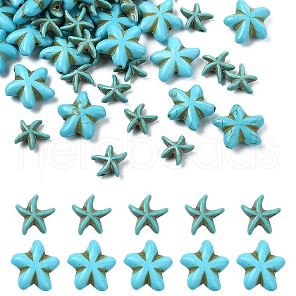 60Pcs 2 Styles Synthetic Turquoise Beads Dyed TURQ-YW0001-03-1