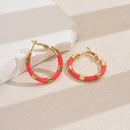 Sweet Stainless Steel Classic Hoop Earrings for Women ZH6889-2-1