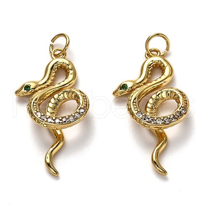 Brass Micro Pave Clear Cubic Zirconia Pendants KK-B028-08G-1