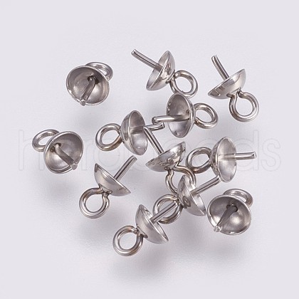 Tarnish Resistant 201 Stainless Steel Cup Peg Bails Pendants STAS-I088-M-03P-1