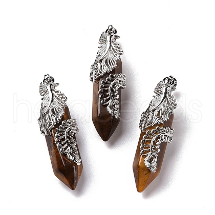 Natural Tiger Eye Pendants G-E059-02AS-03-1
