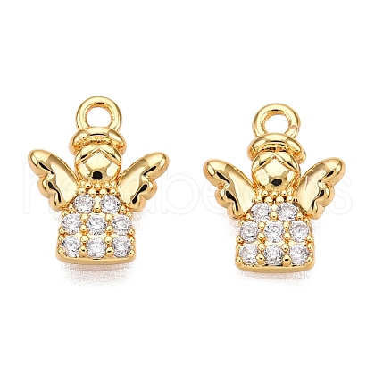 Brass Micro Pave Clear Cubic Zirconia Charms KK-T073-15G-1