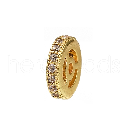 Rack Plating Brass Clear Cubic Zirconia Spacer Beads KK-L236-07G-1