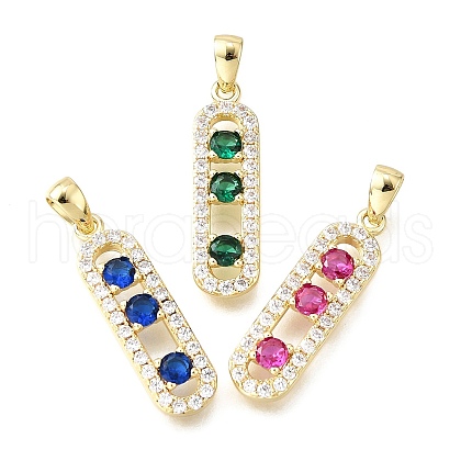 Brass Micro Pave Cubic Zirconia Pendants KK-V011-30G-1