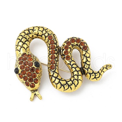 Snake Alloy Rhinestone Brooches for Backpack Clothes JEWB-Z040-01C-AG-1