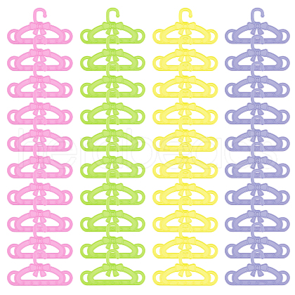 CHGCRAFT 40Pcs 4 Colors Bowknot & Star Pattern Plastic Doll Clothes Hangers DIY-CA0003-48-1