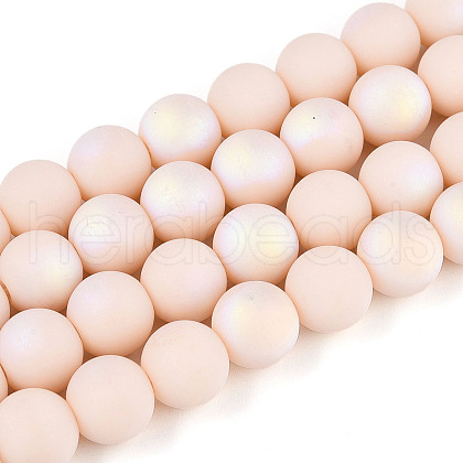 Frosted Opaque Glass Beads Strands GLAA-T032-P10mm-MBB09-1