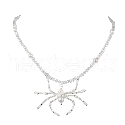 Halloween Spider Pendant Necklaces NJEW-TA00147-01-1