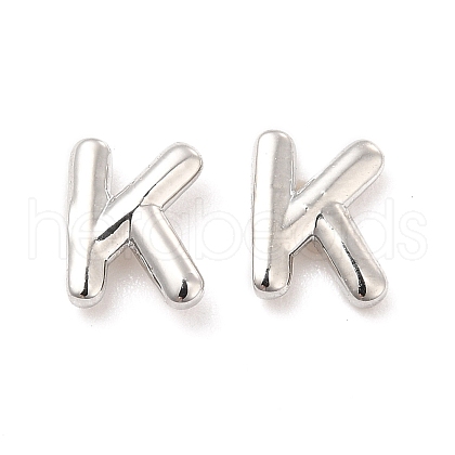 Brass Hollow Out Initial Letter Stud Earrings for Women EJEW-A044-01P-K-1