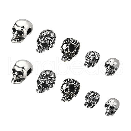 DICOSMETIC 10Pcs 5 Style Retro 304 Stainless Steel European Beads STAS-DC0001-86-1