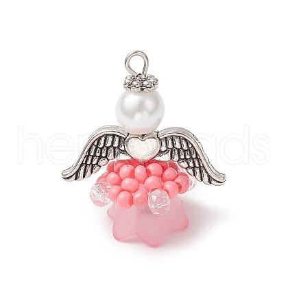 Glass Seed Beaded Angel Pendants PALLOY-MZ00714-03-1