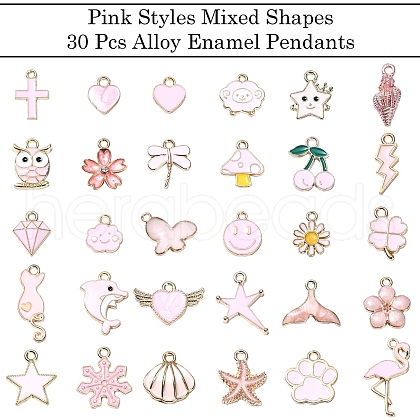 30Pcs 30 Styles Alloy Enamel Pendants ENAM-YW0003-99-1