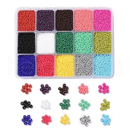300G 15 Colors 12/0 Grade A Round Glass Seed Beads SEED-JP0011-10-2mm-1