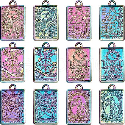 CHGCRAFT 12Pcs 6 Style Rack Plating Rainbow Color Alloy Pendants FIND-CA0004-52-1
