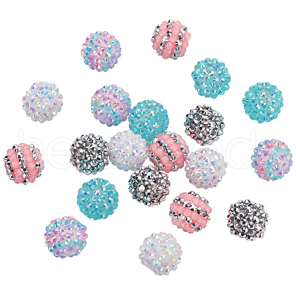   20Pcs Resin Rhinestone Waxberry Beads RESI-PH0002-23-1