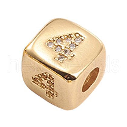 Brass Micro Pave Cubic Zirconia Beads ZIRC-L091-021G-04-1