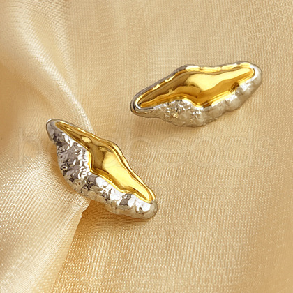 304 Stainless Steel Two Tone Stud Earrings EJEW-G422-04GP-01-1