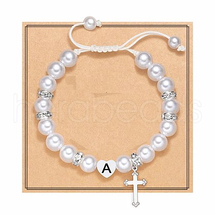 Handmade Woven Plastic imitation Pearl Braided Bead Bracelets UD0895-3-1