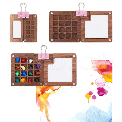 DICOSMETIC 2Pcs 2 Styles Wood Magnetic Flip Top Paintbox AJEW-DC0001-26-1