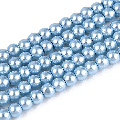 Baking Painted Pearlized Glass Pearl Round Bead Strands HY-Q003-4mm-24-A-1