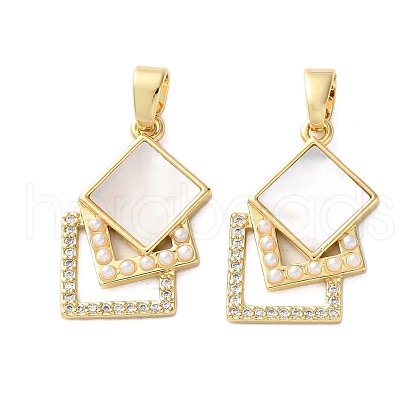 Brass Micro Pave Cubic Zirconia Pendants KK-U070-23G-1