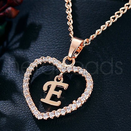 Heart Brass Micro Pave Clear Cubic Zirconia Pendant Necklaces WGA8162-10-1