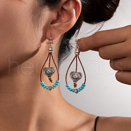 Alloy Synthetic Turquoise Dangle Earrings FS-WG12E90-20-1