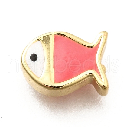 Brass Enamel Beads KK-P295-47G-03-1
