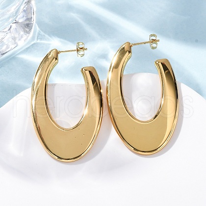 Oval 304 Stainless Steel Stud Earrings EJEW-A125-26G-1