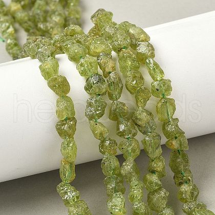 Raw Rough Natural Peridot Beads Strands G-M453-D12-1
