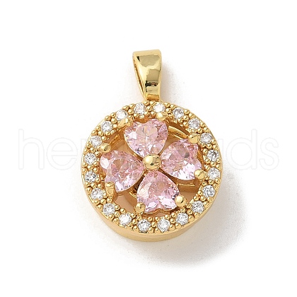 Brass Micro Pave Clear Cubic Zirconia Pendants ZIRC-D276-01G-G-1