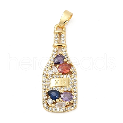 Brass Pave Cubic Zirconia Pendants KK-U062-62G-1