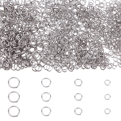 DICOSMETIC 1200Pcs 4 Styles 304 Stainless Steel Jump Rings STAS-DC0016-01-1