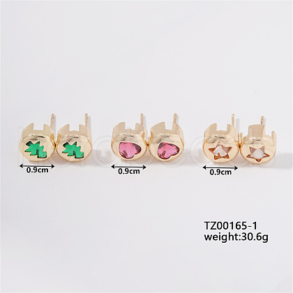 3 Pairs Tree & Heart & Star Stud Earrings Set NP4041-1