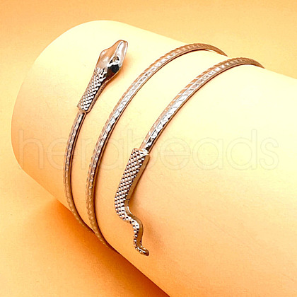 Alloy Upper Arm Open Cuff Bangles for Women BJEW-U037-01B-P-1