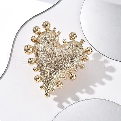 Heart Alloy Open Cuff Rings RJEW-A057-01G-1